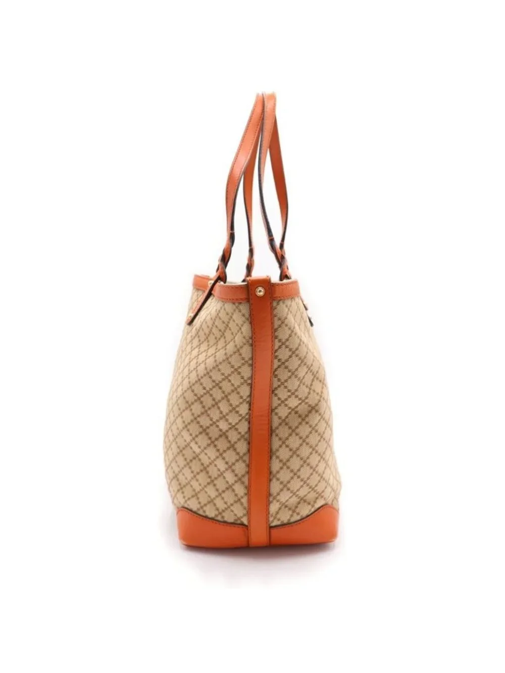 Gucci Diamante Leather Handle Canvas Tote Beige